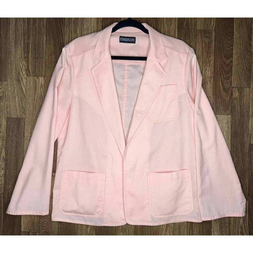 Vintage Madison Union Made Pink Blazer Jacket Women's Size 14 Cute Classic‎